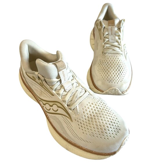 Saucony Ride 18 Beige Mesh Running Shoes Sneakers  S11000-104 Womens Size 9.5 - Picture 2 of 15